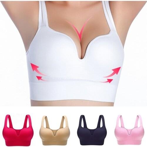 Women 3D Sports Shockproof Vest No Steel Ring Sleep Underwear Seamless Push High Cotton Top Women Sexy Underwear Solid Bra