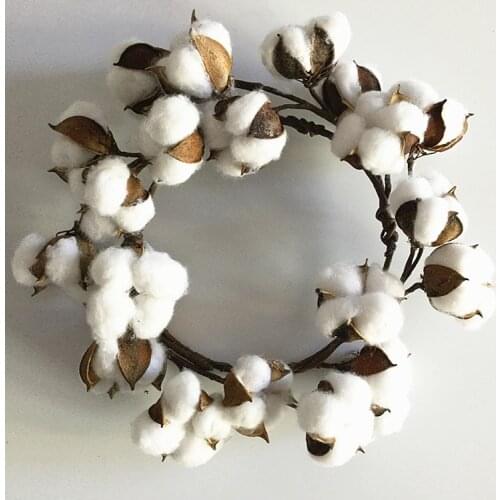 1pc 10" Dried Flower Small Cotton Boll Wreath for farmhouse Christmas Primitive Door Wall Decoration