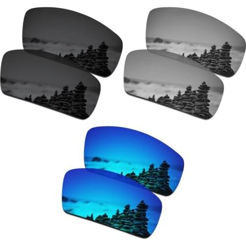 SmartVLT 3 Pairs Polarized Sunglasses Replacement Lenses for Oakley Canteen 2006 Stealth Black and Silver Titanium and Ice Blue