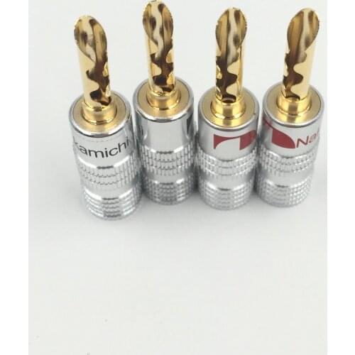 4pcs Nakamichi 24K Gold Plated Copper BFA 4mm Banana Plug Male Speaker Connector