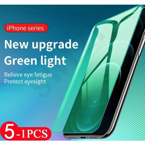 5/3/1Pcs for iphone 12 Mini 11 Pro XS Max X XR 8 7 SE 2020 6 6s Plus Anti Green light Tempered Glass Phone Screen Protector film