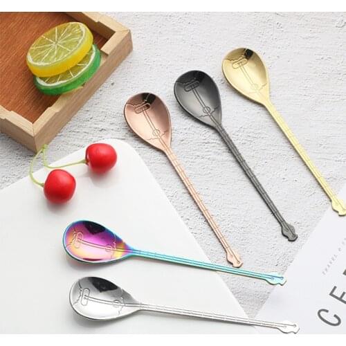 5PCS Stainless Steel Coffee Spoon Teaspoon Children Spoon Beautiful Coffee Tea Use for Cake Spoons