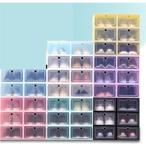 6ps/Set Thickened Shoes Box Home Cabinet Dustproof Footwear Space Saving Stand Storage Organizer Foldable Combination Shoe Boxes