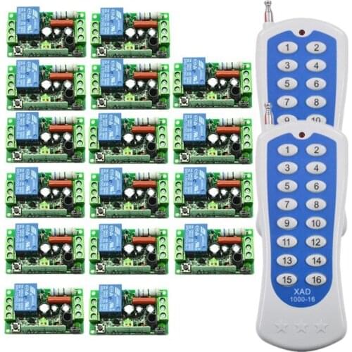 AC 220V 110V 1 CH 1CH RF Wireless Remote Control LED Light Bulb Strips Switch System,16CH Transmitter + Receiver,Toggle