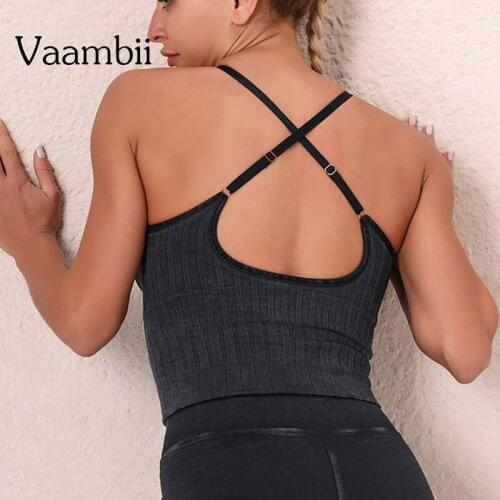 Criss Cross Training Bra Without Hoops Open Back Gym Tops Wash Style Thin Straps Seamless Sport Bra Sportswear Women Fitness