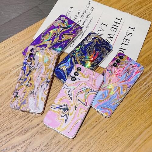 Phone Fundas for Samsung Galaxy A32 A72 A42 A12 A52 5G S21 Plus Ultra Marble Case Glitter Watercolor Soft IMD Protection Cover