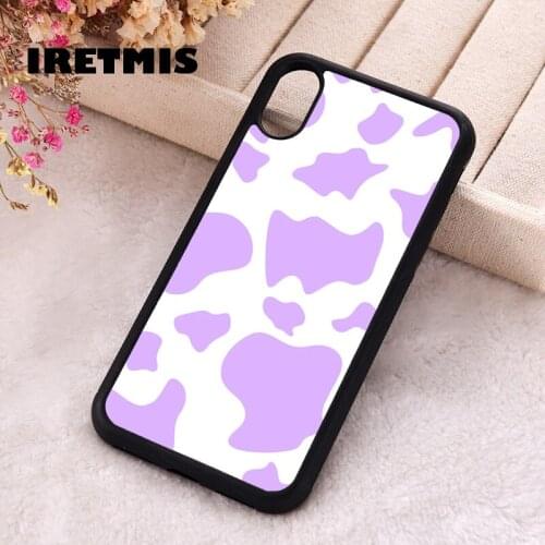 Iretmis 5 5S SE 2020 Phone Cover Cases for iPhone 6 6S 7 8 Plus X Xs Max XR 11 12 MINI Pro Rubber Silicone Moo Moo Purple