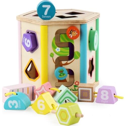 Baby Wooden Bricks Shape Sorter Cube Cognitive And Matching Block Children Recognition Intelligence Box Educational Toy