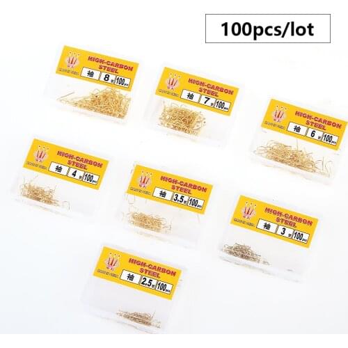 FISH KING 100PC 2.5# 3# 3.5# 4# 6# 7# High Carbon Steel Fishing Hook Jig Head For Fishing Barbed Hook Carp Fishing Accessories