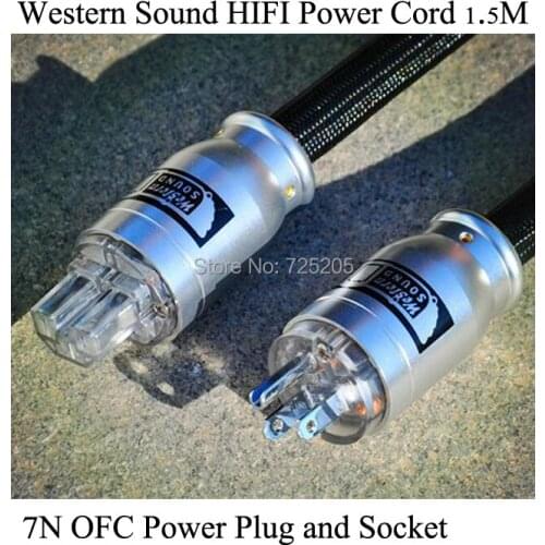 HIFI Power Cord Western Sound 7N OFC Power Plug Socket Western Electric 9 Strands Spiral 5Square mm 1.5m Black DIY Free Shipping