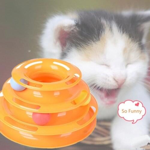 Funny Pet Toys Cat Crazy Ball Disk Interactive Amusement Plate Play Disc Trilaminar Turntable Cat Toy