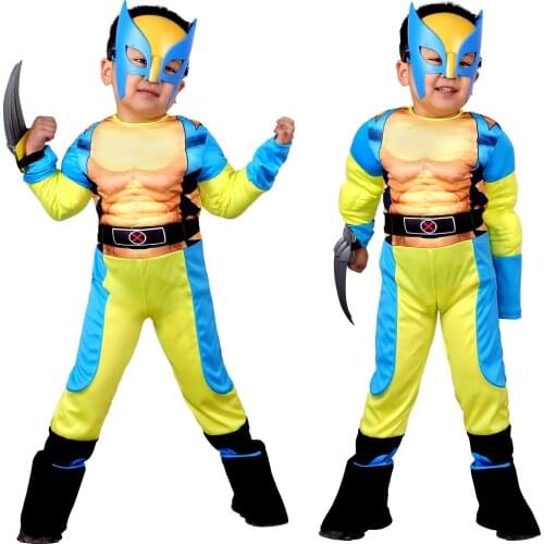 Movie Wolverines With Shoes Cover Costume Kids Superboys Heroes Cosplay Party Fancy Dress Christmas Children Birthday Gift Girls