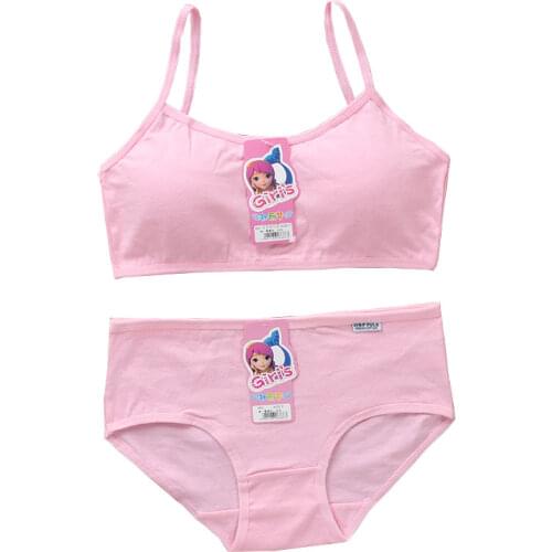 Girls Bra Sets Teenage Cotton Padded Training Bra Panties Sports Panties Underwear 8-14Years