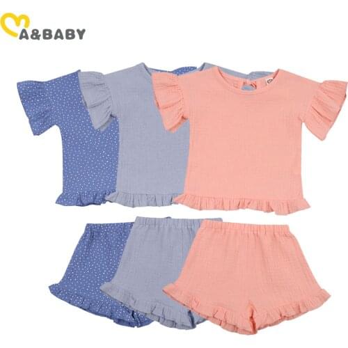 Ma&Baby 1-5Y Summer Soft Toddler Kid Baby Girls Clothes Set Ruffles T shirt Tops Shorts Outfits Child Costumes Clothing