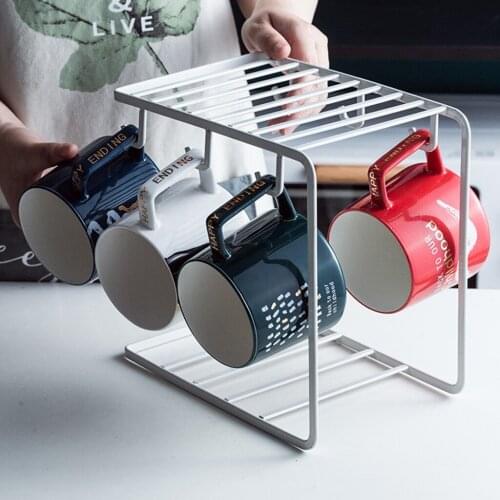 Metal Mug Tree Holder Stand for Counter 6 Hooks Coffee Cup Display Hanger Rack Organizer for Kitchen Cabinet