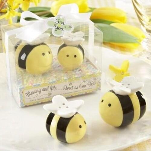Wrapped "Sweet As An Bee" Ceramic Salt & Pepper Shaker Baby Shower Party Favour