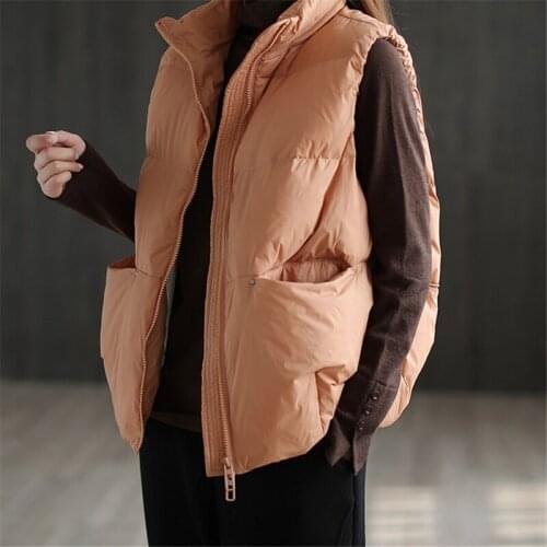 New Women Autumn Winter Down Vests 90% White Duck Down Jacket Ladies Casual Short Coat Female Waistcoat Coat