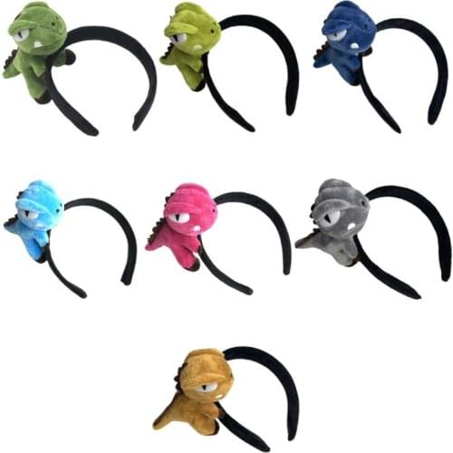 Adult Kids Cute Large 3D Cartoon Dinosaur Headband Plush Toy Velvet Cloth Wrapped Hair Hoop Cosplay Party Costume Photo Props