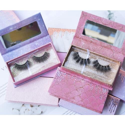 Wholesale Eyelash Packaging Box Rainbow Galaxy With Mirror Lash Boxes Packaging Mink Eyelashes Pink Package Makeup Storage Case