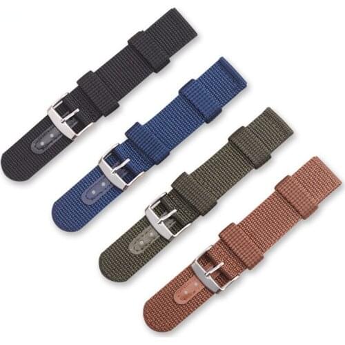 Nylon Brown Black Watchband Strap 18mm 20mm 22mm 24mm Stainless Steel Watch Accessories for Men Woman Watch Band