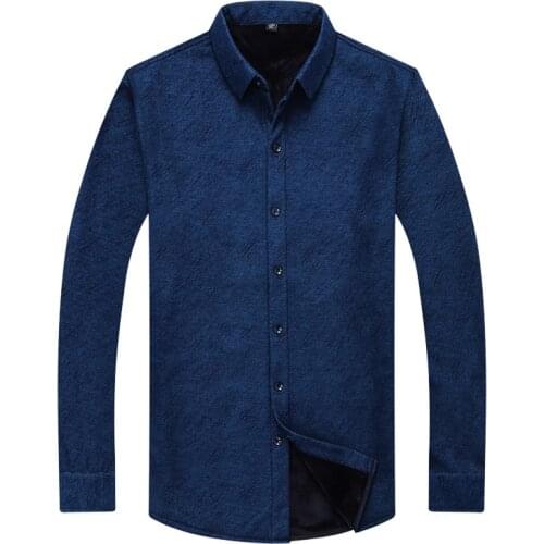 Shirt Men Winter Clothes New Casual Thick Warm Shirt Mens Cashmere Long-sleeved Shirts Simple Streetwear Plus Size 8XL 7XL 6XL
