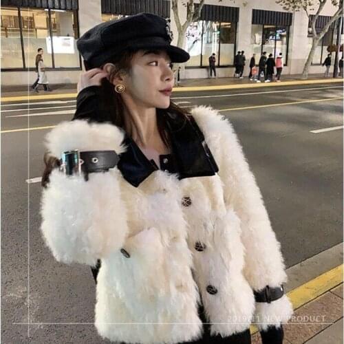 Women 2021 Autumn Winter Elegant Fashion Faux Fur Coat Female Casual Warm Fake Fur Jacket Plush Overcoat Pocket Outwear C406