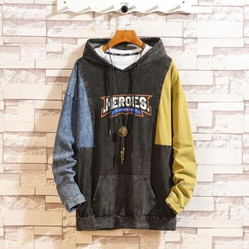 Mens Hoodies Sweatshirts Patchwork Embroidery Autumn Men Hip Hop Fashion Casual Male Pullover Hoodie Quality Streetwear Homme