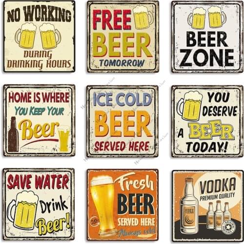 Beer Wall Decoration Rusty Metal Tin Sign Home Bar Pub Club Wall Metal Signs Funny Decorative Plate Vintage Poster Metal Plaque