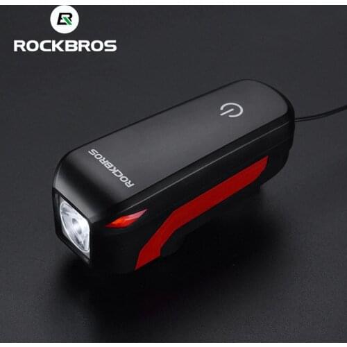 ROCKBROS Bicycle Light Rechargeable2 In 1 Bike Bell Horn Bike Front Flashlight 350 Lumen USB MTB Waterproof Light Electric Bell