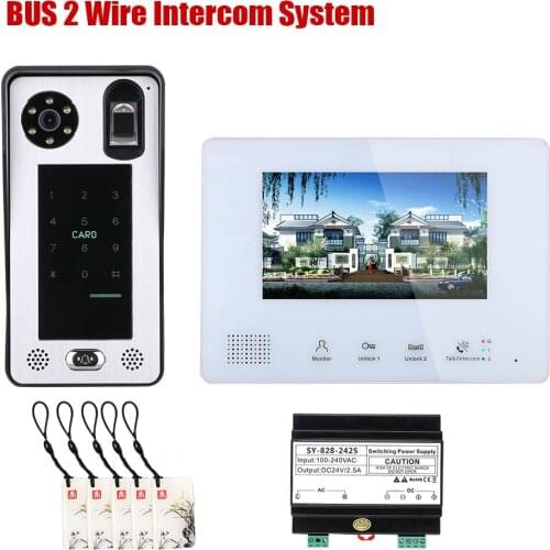 7 Inch 1-doorbell camera 1/2/3-monitor BUS 2 Wire Fingerprint Video Door Phone Intercom systems for home Night Vision