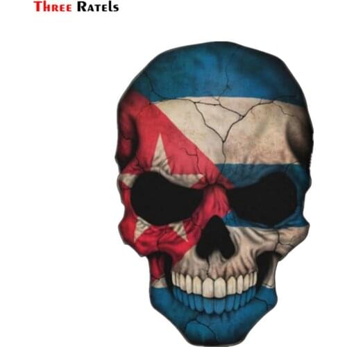 Three Ratels FD319 Car Sticker Motorcycle SKULL FLAG CUBA Vinyl Decals Universal Sticker for Car Motorbike Skull flag