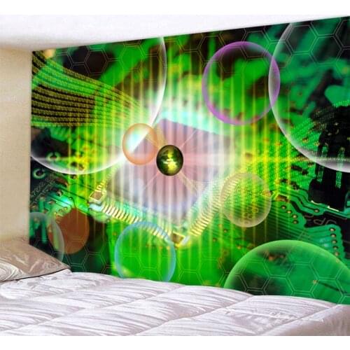 Green Science Fiction Decor Psychedelic Tapestry Wall Hanging Indian Mandala Tapestry Hippie Tapestries Boho Wall Cloth