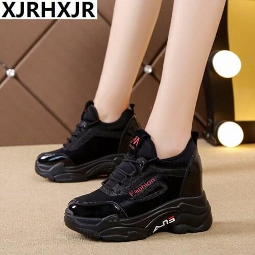 Size35-40 Woman Winter Sneakers Platform 2020 Autumn Winter Warm Plush Velvet Cotton Padded Shoes Wedge Lace Up Leisure Sneakers