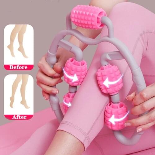 Women Yoga Massage Roller Pilates Yoga U Shape Trigger Point for Arm Leg Massager Neck Muscle Tissue Fitness Gym Pilates 4 Wheel
