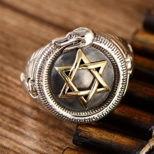 925 Sterling Silver Ring Hexagram religious for party wedding bands fine ring