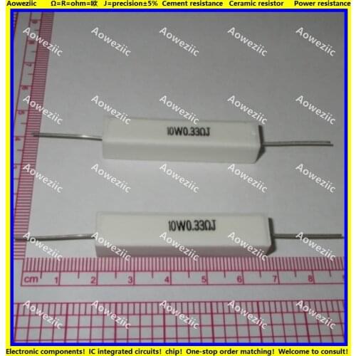 10Pcs RX27 Horizontal cement resistor 10W 0.33 ohm 0.33 RJ 10WR33J 10W0R33J ohm Ceramic Resistance precision 5% Power resistance