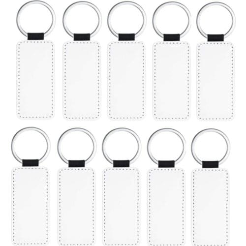 10Pcs Leather Keychains Blank MDF Keychains Sublimation Heat Transfer Keychains Kit