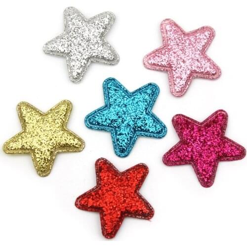 120Pcs 2.5cm Glitters Star shape Padded Appliqued For childrens crafts Headwear DIY Hairpin patches shiny deco Accessories