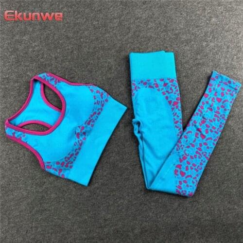 2PCS Seamless Leopard Yoga Set Sports Wear For Women Gym Fitness Clothing Booty Yoga Leggings + Sport Bra GYM Sport Suit Femme