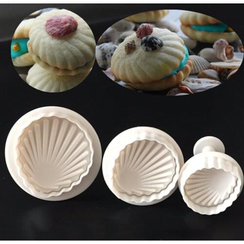 3Pcs/set White Sea Shell Shape Cake Mold practical Tools 3D Silicone Fondant Bakeware Fondant Mold Cookies Cutter Cake tool