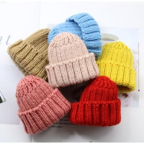 3pcs 10cm Color Small Knitting Hats Ornaments DIY Craft Supplie Clothes Gloves Brooch Crochet Decor Accessories Toy Dolls Caps