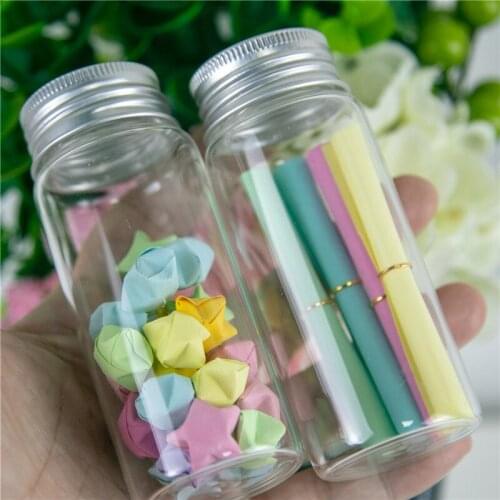 37*90*24mm 65ml Glass Bottles Aluminium Cap Transparent Clear Liquid Gift Candy Container Empty Wishing Bottles Jars 12pcslot