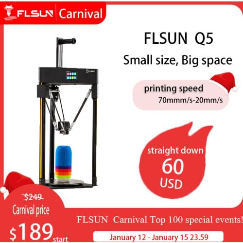 FLSUN delta Kossel Full Metal 3D printer-Q5 TMC 2208 driver Automatic leveling sensor Pre-assembly TFT 32bits Continue printing