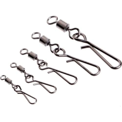 50pcs Rolling Swivels Interlock Snap Size 10 8 6 4 2 Connector Terminal Tackle M5TC