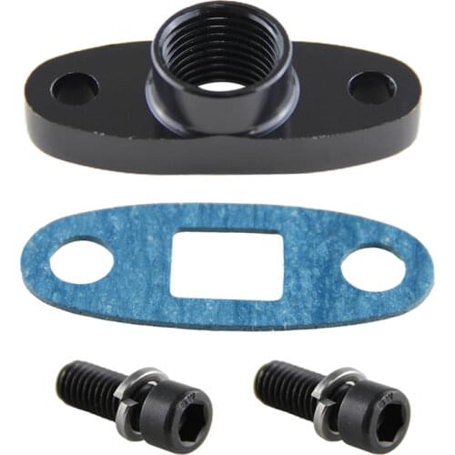 1 Pcs 1/2" NPT T3 T4 Female Turbo Oil Drain Outlet Flange Gasket Adapter Black/Silver