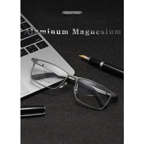 Aluminum magnesium Light Optical Glasses Frame Square Men Eyeglasses Prescription Lenses Eyeglasses Spectacles
