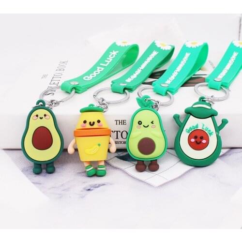 Chain Bag Shoulder Bag Backpack Pendant Keychain Ring Rubber Cartoon Decoration Avocado Fruit Fashion Cartoon Men Women Gift