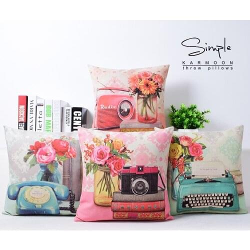 Flower Pillow Cover Vintage Floral Decorative Pillows Case Flower Cushions Covers Home Decor Cushion Cover For Sofa 45x45cm