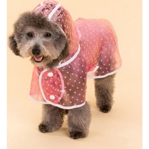 Hot sale pet dog raincoat slicker cat clothes dot pattern dog rainwear for puppy waterproof pink blue pet raincoats S M L Size
