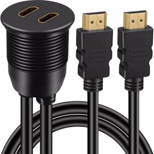 Dual Ports 2 Port HDMI Male to Female Dash Mount Flush Extension Video Cable